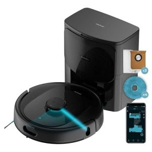 Conga 9990 AI Spin Revolution Ultra Power Home Robot aspirador con navegación láser y base de autovaciado de polvo. Inteligencia artificial, evita objetos. 4 en 1: barre, aspira, friega y pasa las mopas. 10.000 Pa de succión. Máximo 240 minutos de autonomía. Fregado profesional con mopas giratorias. Cepillo de silicona, óptimo para pelo de mascotas. 1 cepillo lateral. 4 niveles de potencia de aspiración y fregado. Control APP Cecotec y asistentes virtuales.