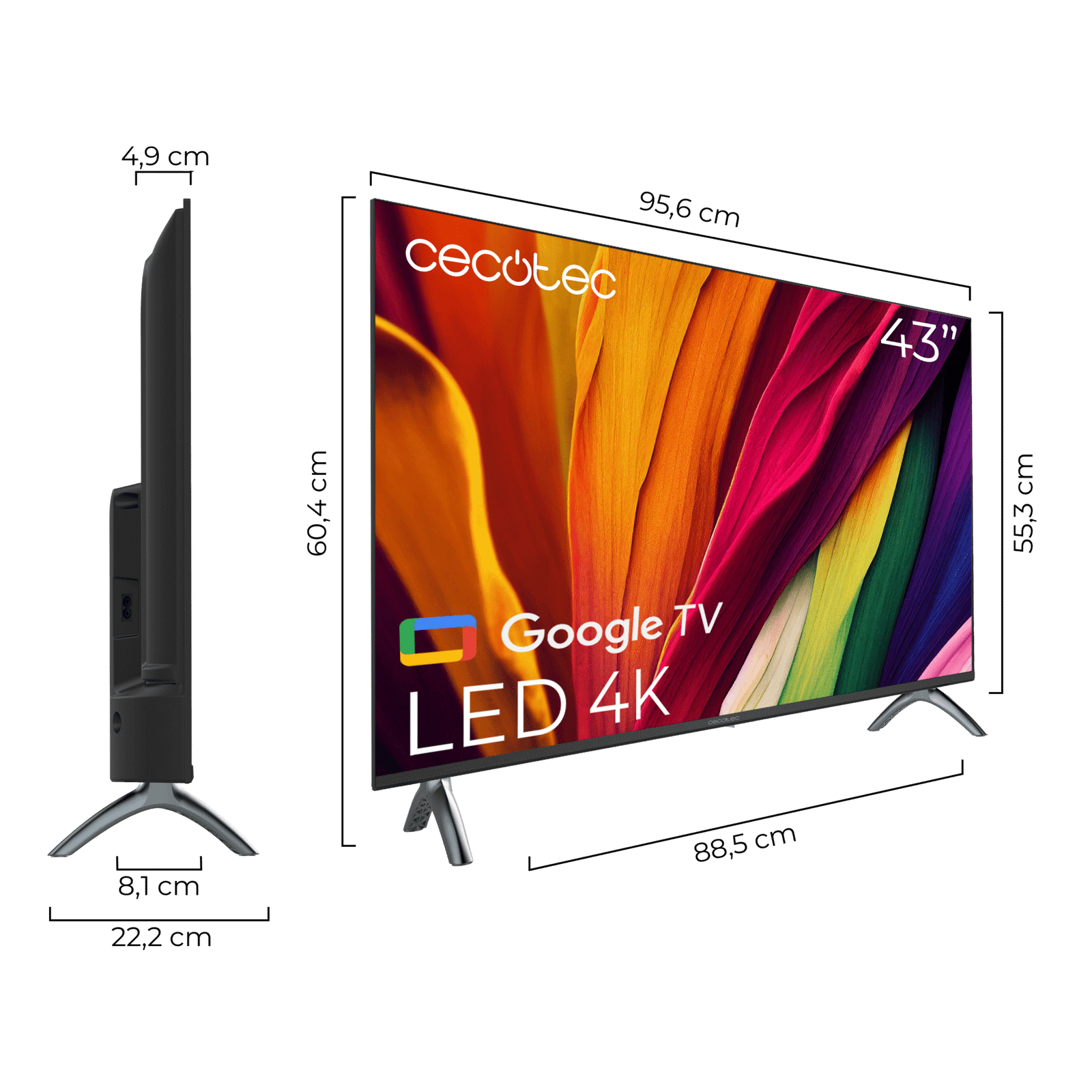 A4 series ALU40043 Televisión LED de 43" con resolución 4K UHD, sistema operativo Google TV, Dolby Audio, HDMI 2.1, USB 3.0, HDR10, 16 Gb ROM, Google Voice Assitant y Chromecast. - Imagen 2