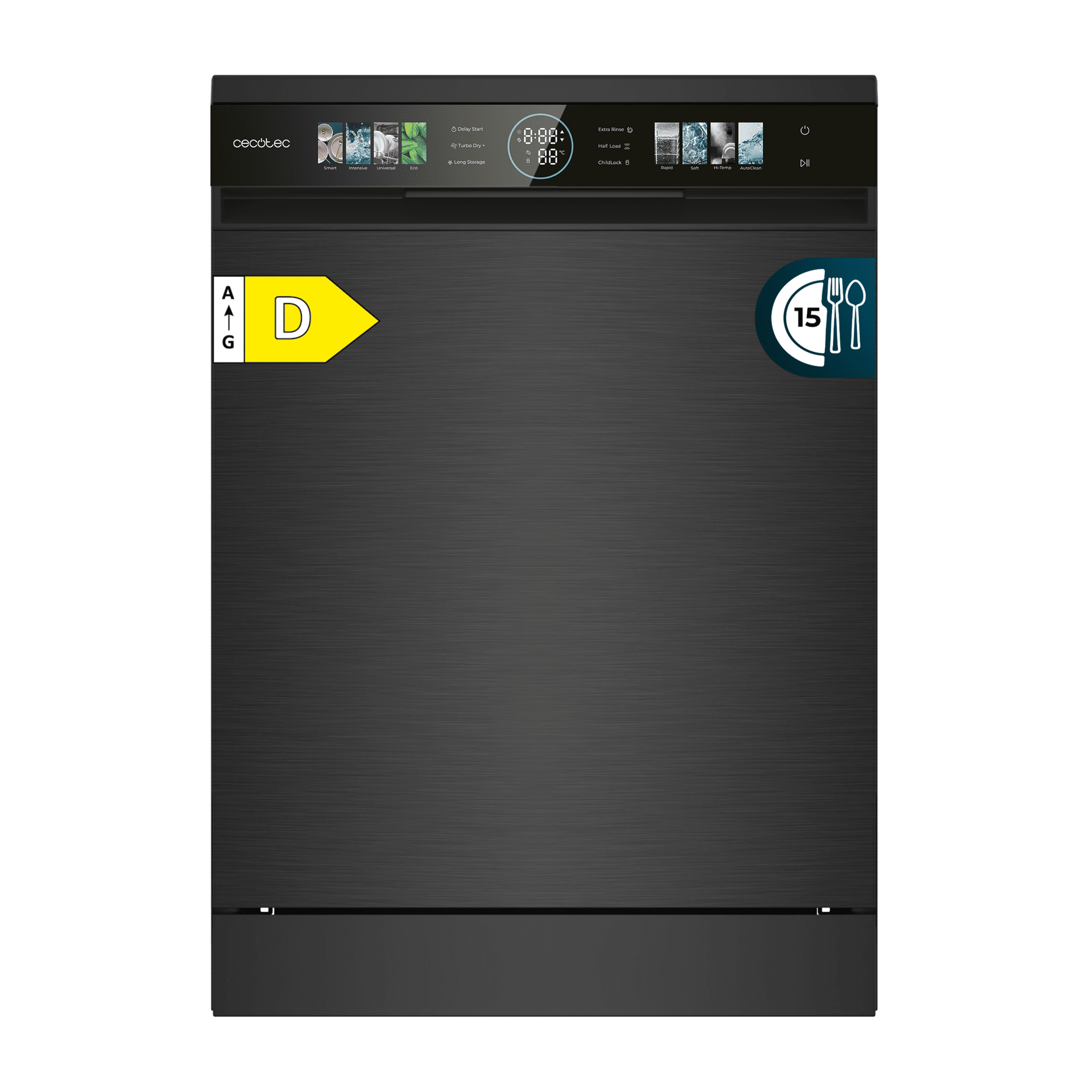 Bolero Aguazero 6320 Dark. Lavavajillas Bolero 60 cm dark inox con 15 servicios, Clase D, 8 Programas, pantalla FullColor XXL, Smart Wash, UV Light, Turbo Dry+, AutoClean, Half Load, Delay Start, ChildLock y tercera bandeja