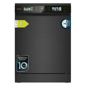 Bolero Aguazero 6620 Dark Lavavajillas 60cm dark inox con 15 servicios, Clase C, 8 Programas, Motor Inverter, pantalla FullColor XXL, Smart Wash, UV Light, secado Auto Open y Turbo Dry+, AutoClean, Half Load, Delay Start, ChildLock, bandeja superior ajustable y tercera bandeja