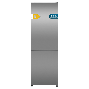 Bolero CoolMarket 322 Inox E Frigorífico Combi Inox con 322 litros de capacidad, 185 cm de alto, 60 cm de ancho y clase E. Con sistema Multi Air Flow, Total No Frost y 2 cajones para los productos frescos.