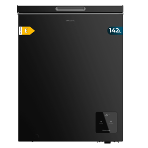 Bolero CoolMarket Chest 142 Black E Congelador horizontal negro, 83,5cm alto y 63,5cm ancho, con 142 L de capacidad, compresor Inverter Plus, conversible a frigorífico, clase energética E y con modo Fast Freezing