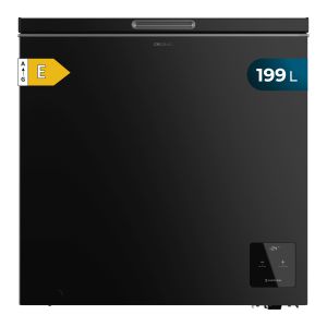 Bolero CoolMarket Chest 199 Black E Congelador horizontal negro, 83,5cm alto y 82,5cm ancho, con 199 L de capacidad, compresor Inverter Plus, conversible a frigorífico, clase energética E y con modo Fast Freezing