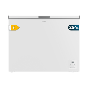 Bolero CoolMarket Chest 254 White E Cogelador horizontal blanco, 83,5cm alto y 104cm ancho, con 254 L de capacidad, compresor Inverter Plus, conversible a frigorífico, clase energética E y con modo Fast Freezing
