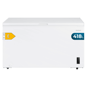 Bolero CoolMarket Chest 418P White E Cecotec Bolero CoolMarket Chest 418P White E - Congelador Horizontal 418L, Cesta con asas, Control Electrónico LED, Ruedas EasyMove, UltraContact D-Cool, Dual Function, Puerta ZeroG (80º-30º) y Fast Freezing.