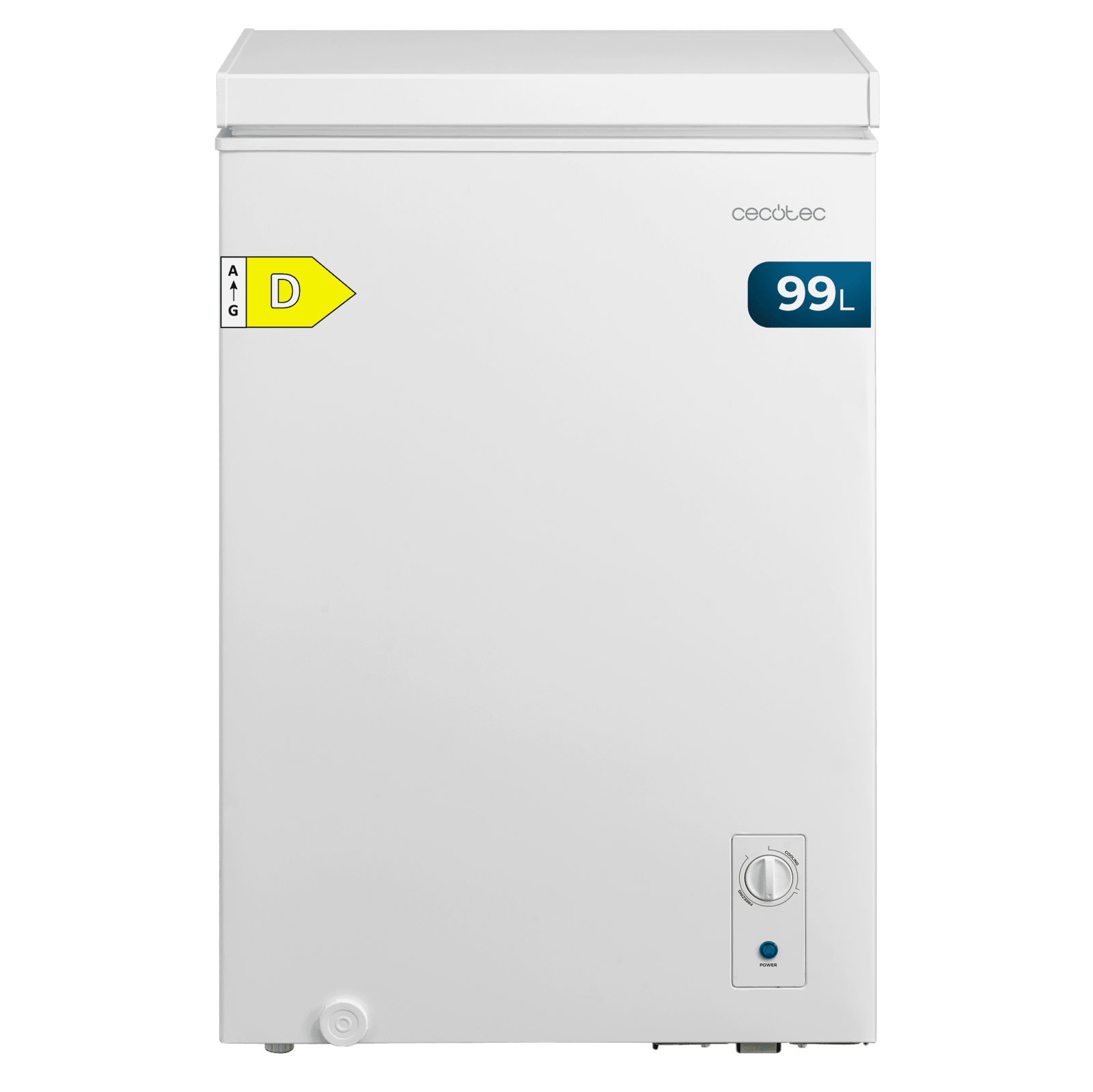 Bolero CoolMarket Chest 99M White D - Congelador Horizontal 99L, Cesta con asas, Control Mecánico LED, Muy Silencioso 38dB, UltraContact D-Cool, Dual Function, Puerta ZeroG (80º-30º), Fast Freezing y Diseño Compacto