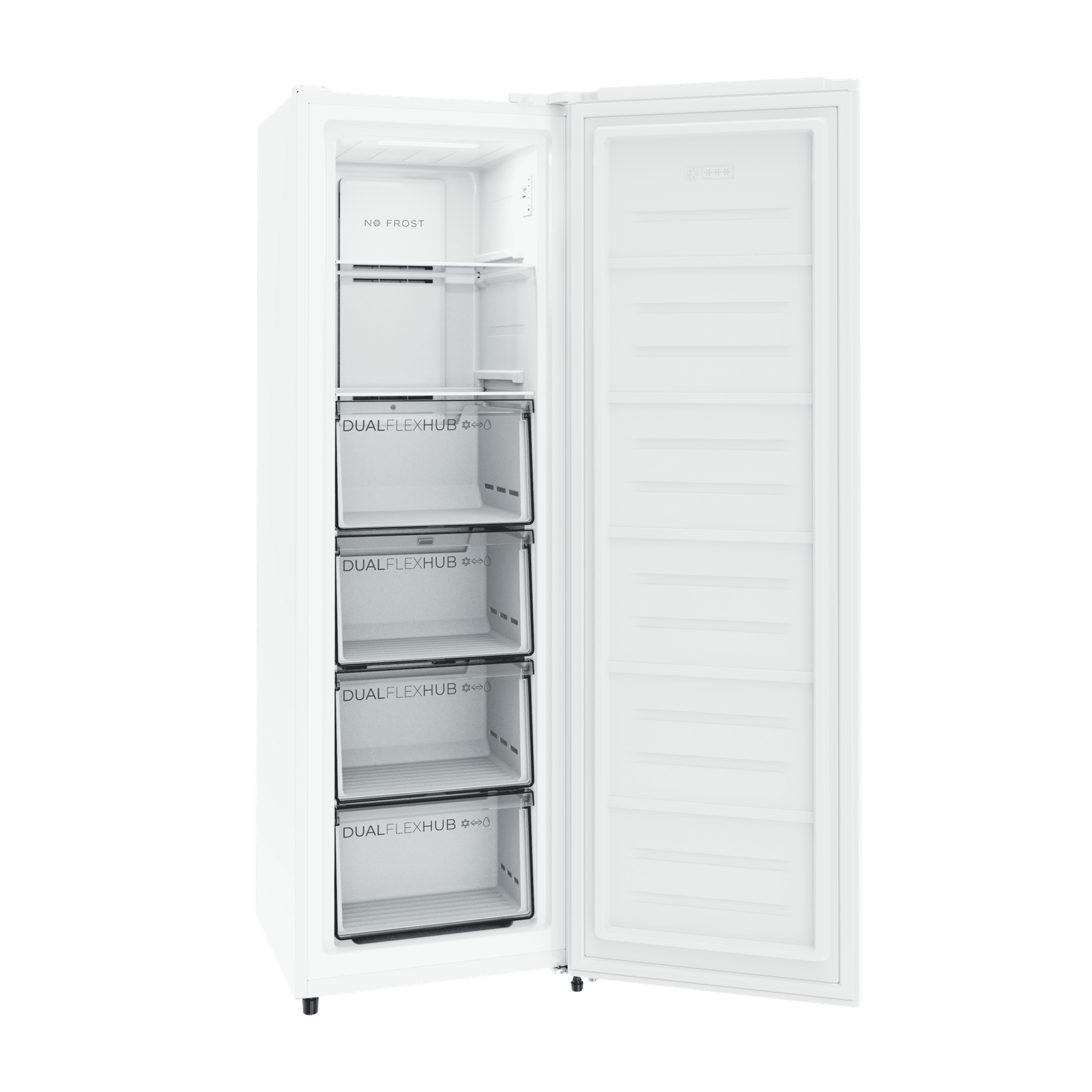 Bolero CoolMarket UF 206 Dual White E Congelador Vertical con Funcion Congelador/Frigorífico Dual Function 206L, No Frost, Cajones XL (24 cm), Puerta Reversible, Luz LED, Alarma y Sistema de Frío Uniforme - Imagen 2