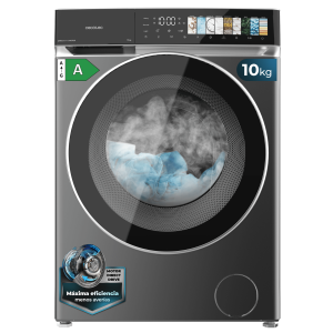 Bolero DressCode 10970 Direct Drive Steel Lavadora de 10 kg color steel y clase A, con motor Direct Drive y 1400 rpm, 11 programas, pantalla FullColor, puerta XXL y función vapor SteamMax, Spa Care, Soil Level, Delay End, My Fav, luz interior, Drum Clean Plus y Stop&Go