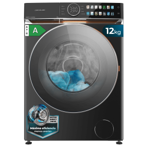 Bolero DressCode 12980 Direct Drive Steel A Lavadora de 12 kg color Steel y clase A, con motor Direct Drive y 1400 rpm. Con pantalla FullColor y acabados en imitación cuero, puerta XXL, luz Interior y exterior y funciones SteamMax, Spa Care, Delay End, Favourites, Drum Clean Plus, Stop&Go, y función bloqueo y desbloqueo de puerta