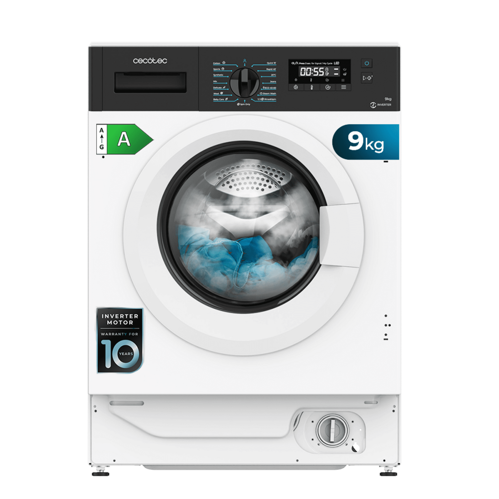 Bolero DressCode 940 BI Inverter A Lavadora integrable de 9kg de capacidad y 1350 rpm, 16 programas, clase A, Motor Inverter Plus, SteamMax. - Imagen 2