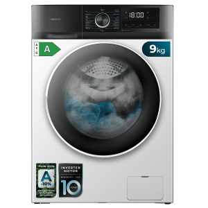 Bolero DressCode 9500 Inverter A Lavadora de carga frontal de 9 Kg blanca, 1400 rpm, Motor Inverter Plus, SteamMax, Drum Clean, Allergy Care, Pearl Drum, Delay Start, Stop&Go, display LED y acabados cromados, programa ECO y KidLock