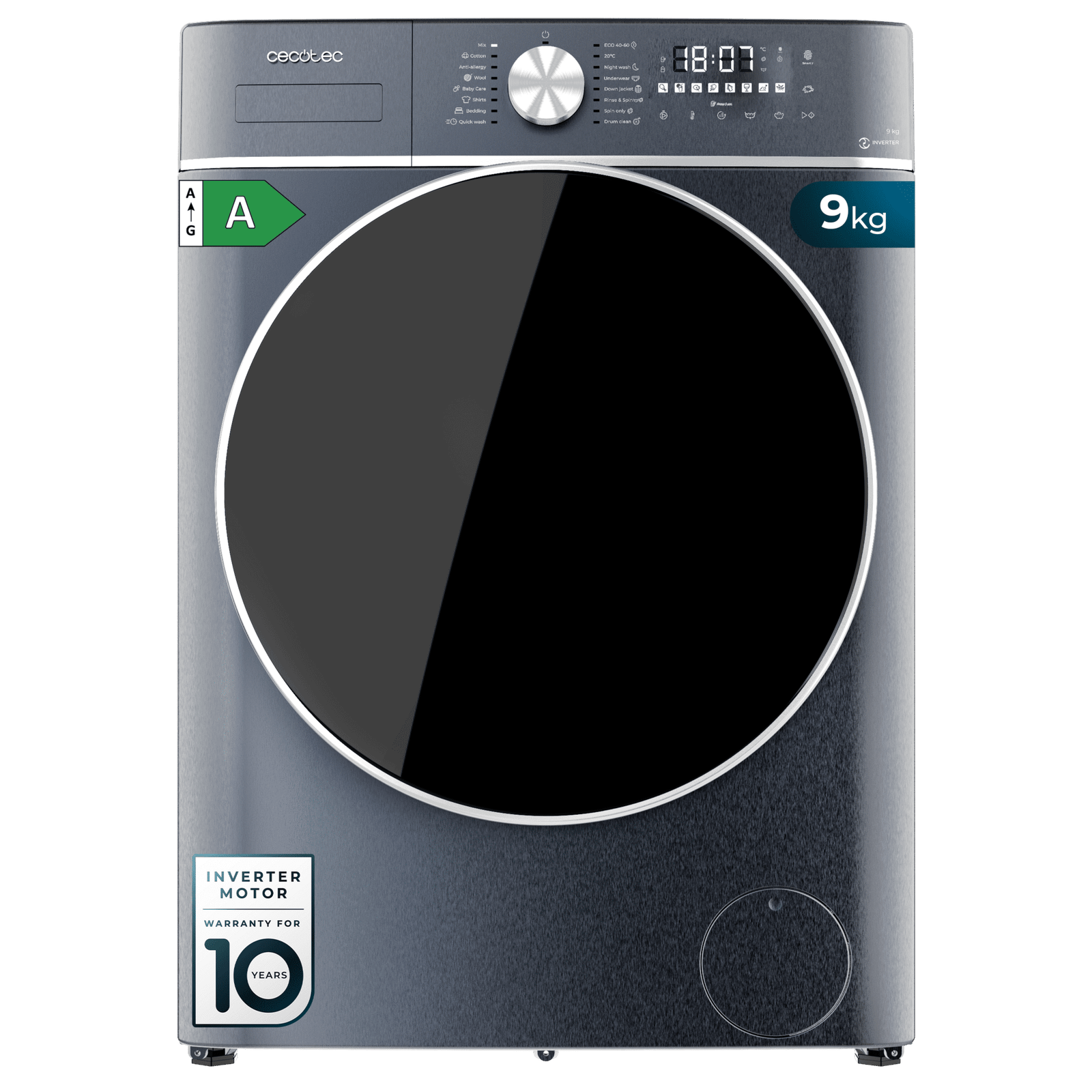 Bolero DressCode 9800 Inverter Ice Blue A Lavadora de carga frontal de 9kg de capacidad y 1400rpm, Clase A, 16 programas, Motor Inverter Plus, SteamMax, lavado inteligente y detector de carga.