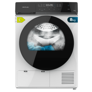 Bolero DressCode Dry 8400 Inverter. Secadora Bomba de calor blanca de 8 kg, Clase C (antigua clase A+++), Motor Inverter Plus, Full Touch control, 15 programas, secado automático, giro bidireccional del tambor, Planchado Fácil, Stop&Go, tambor inox, función Silence, Delay Start y KidLock