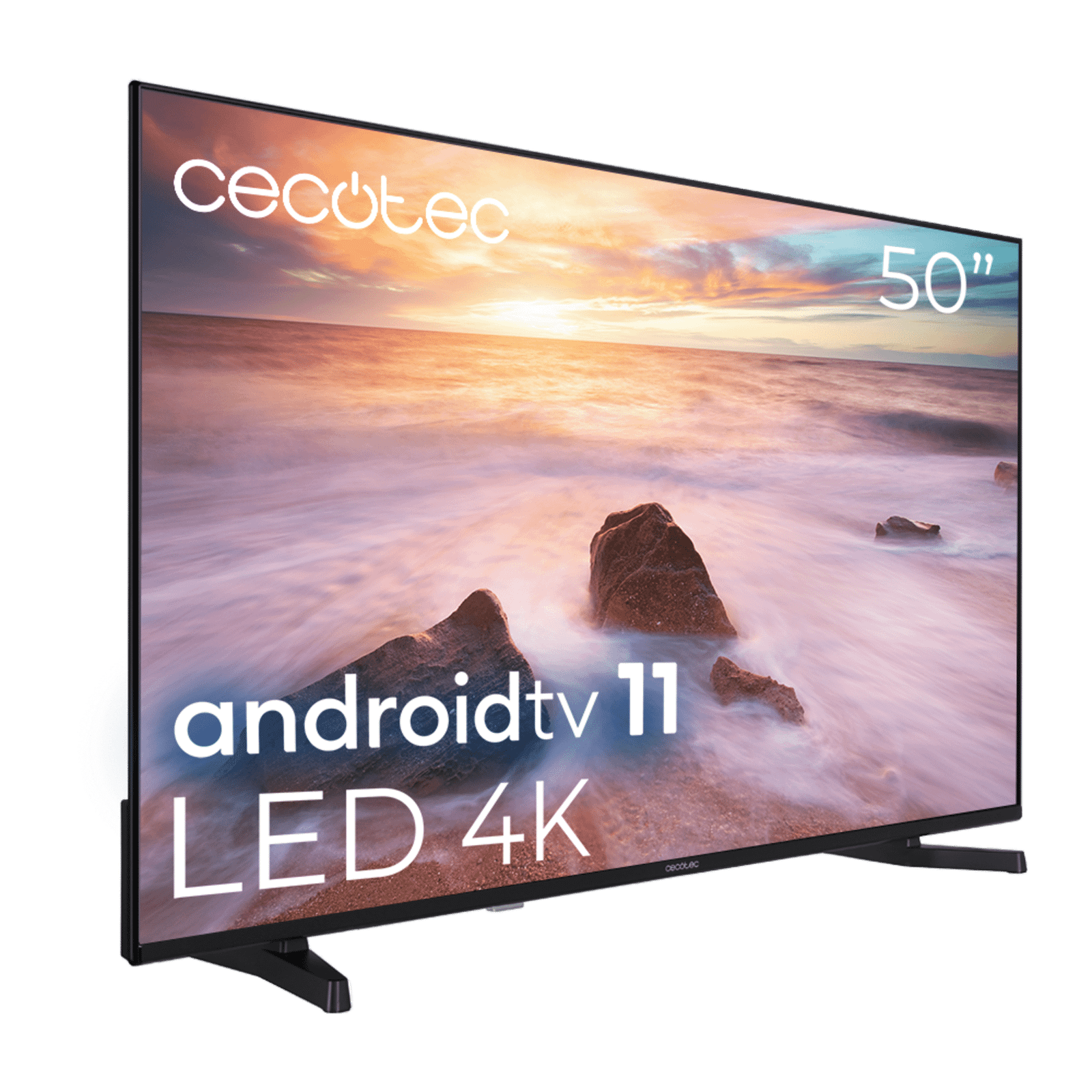 TV Cecotec A2Z Series ALU20050ZS Televisión LED 50” con resolución 4K UHD, sistema operativo Android TV 11, Chromecast, HDR10+, Google Voice Assistant, clase E, con peana central. - Imagen 3