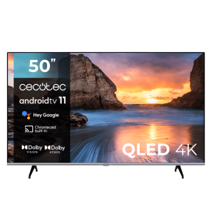 TV Cecotec V1 series VQU10050. Smart TV de 50" Televisores QLED, Resolución 4K UHD, Sistema Operativo Android TV, Diseño Frameless, MEMC, Dolby Vision y Dolby Atmos.