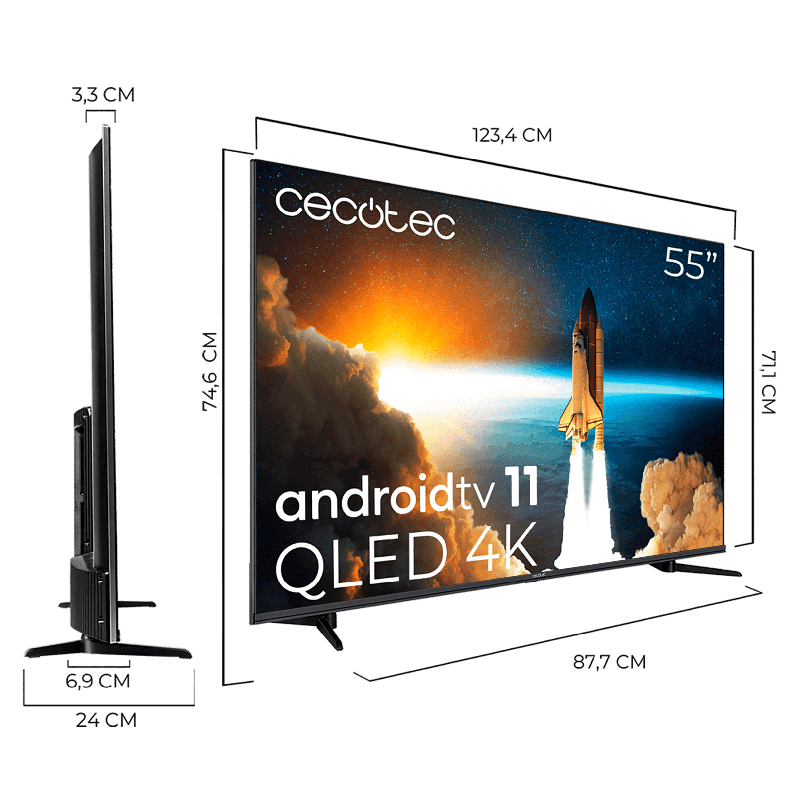 Televisión TV Cecotec V1+ series VQU11055+S QLED 55” con resolución 4K UHD y sistema operativo Android TV - Imagen 3