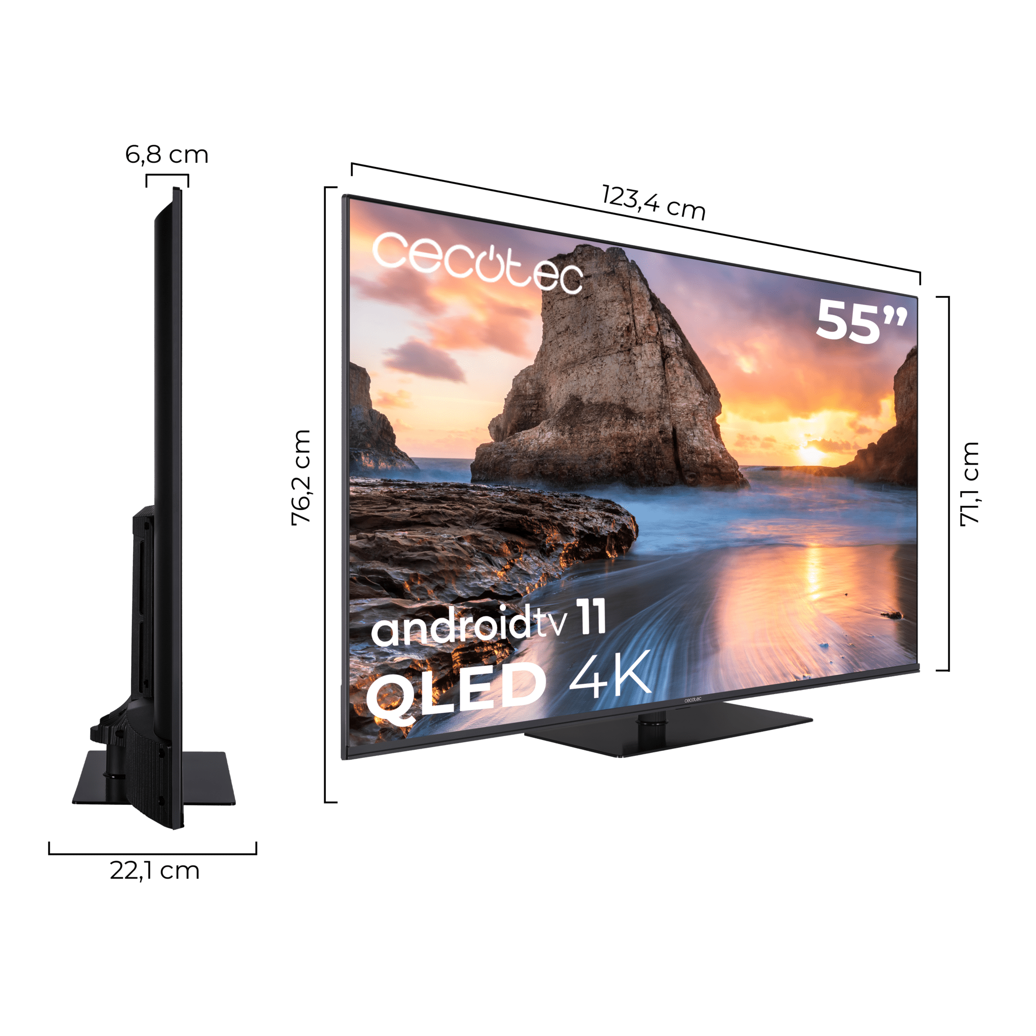 TV Cecotec A2 series ALU20055 Televisión LED 55” con resolución 4K UHD, sistema operativo Android TV 11, Chromecast, HDR10+, Google Voice Assistant, clase E. - Imagen 4