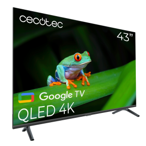 V4 series VQU40043S Breeze Televisión QLED de 43" con resolución 4K UHD, sistema operativo Google TV, Dolby Vision&Atmos, Wide Color Gammut, VRR, HDMI 2.1, USB 3.0, HDR10, 16 Gb ROM, Google Voice Assitant y Chromecast.